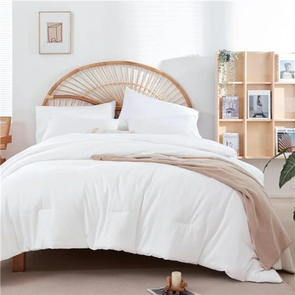 Full Size Comforter White Modern 3PCS Microfiber Full Size Comforter Sets